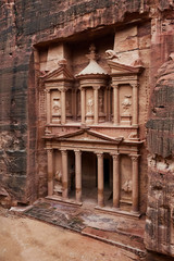 Fototapeta na wymiar Al Khazneh (The Treasury) at Petra.Petra, Jordan.January, 30, 2020