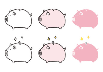 ぶたの貯金箱のイラスト © ひび