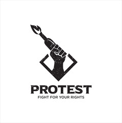 Protest Logo Design Vector Stock . Protest logo . Revolution Raised Fist Logo . American Usa Protest Logo Vector Design	