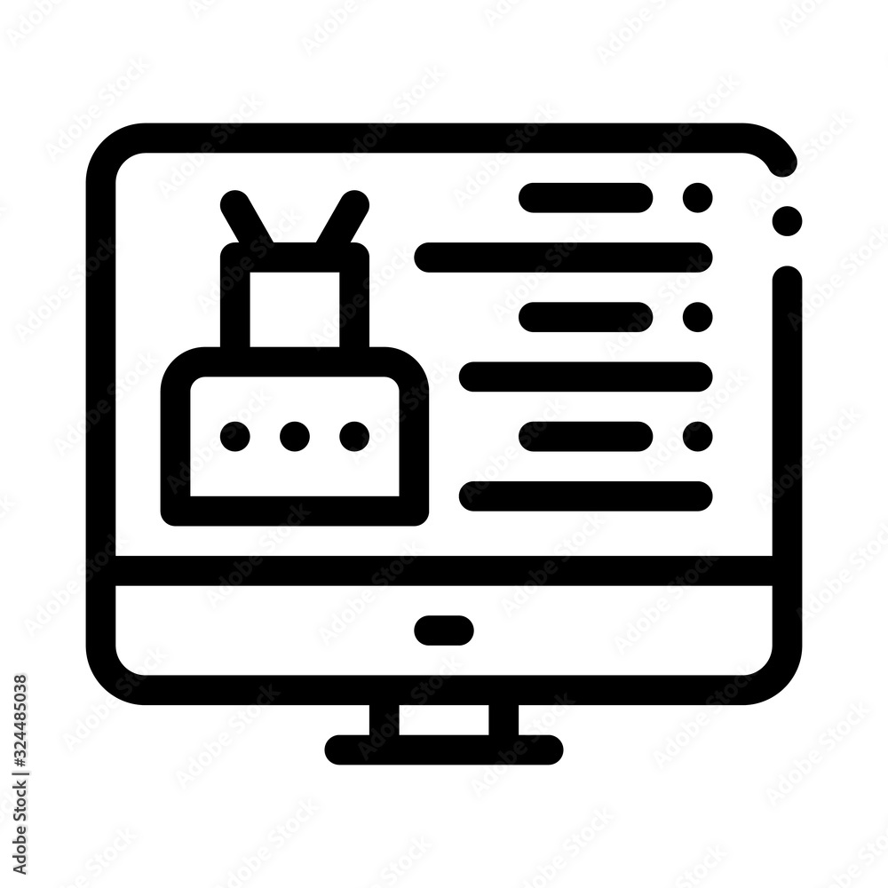 Sticker Robotics Web Site Icon Vector. Outline Robotics Web Site Sign. Isolated Contour Symbol Illustration