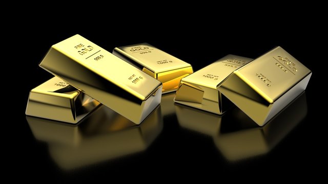 Banking finance concept background -Beautiful 3D illustration rendering gold bar on stacks of gold bullions	