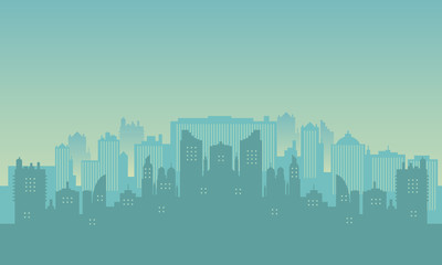 Fototapeta premium City silhouette with many buildings in the morning.
