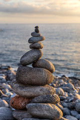 Cairn Rock Pebbles on Tenerife Beach, Canary Islands, Spain