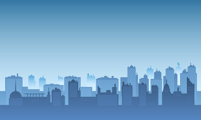 Naklejka premium City background in the morning with lots of buildings.