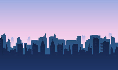 Fototapeta premium City silhouette in the morning with foggy weather.