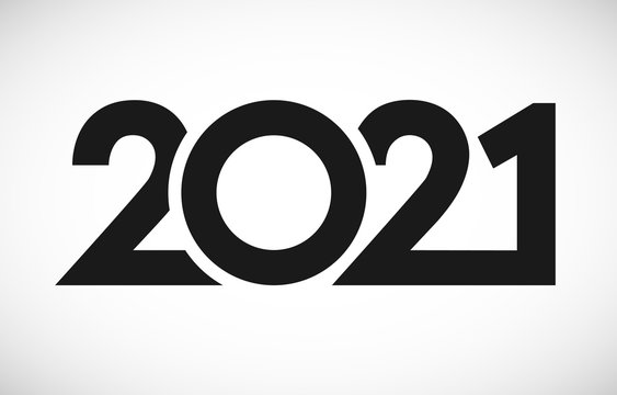 2021 Merry Christmas and A Happy New Year calendar logo. Numbers in minimalism style. Abstract isolated graphic web design template. Creative vector mask concept, black digits, white background.