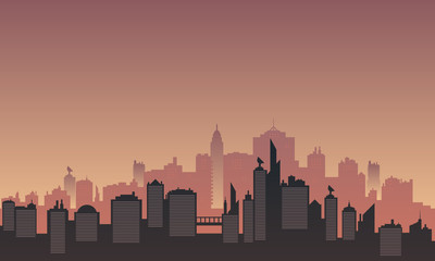 City silhouette with the atmosphere at dusk.