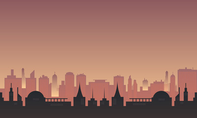 Silhouette of a city with nuances in the afternoon.