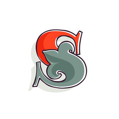 Fototapeta premium S letter logo with french lily and offset printing effect.