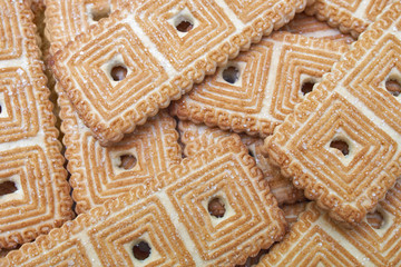 Sweet cookies with grains of sugar rectangular shape