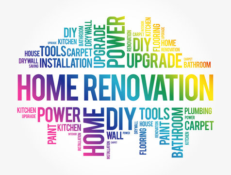 Home Renovation Word Cloud, business concept collage background