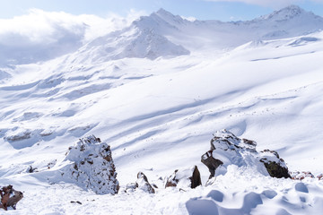 Fototapeta na wymiar snow-capped mountains, Caucasus Russia.