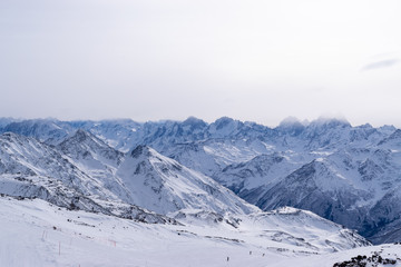 Fototapeta na wymiar snow-capped mountains, Caucasus Russia.