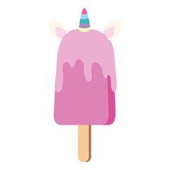 cute and delicious unicorn ice cream isolated icon vector illustration design
