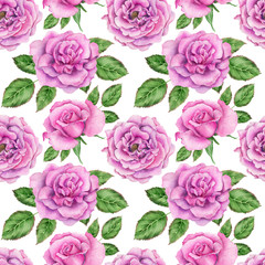 Naklejka premium watercolor seamless pattern with roses on a white background