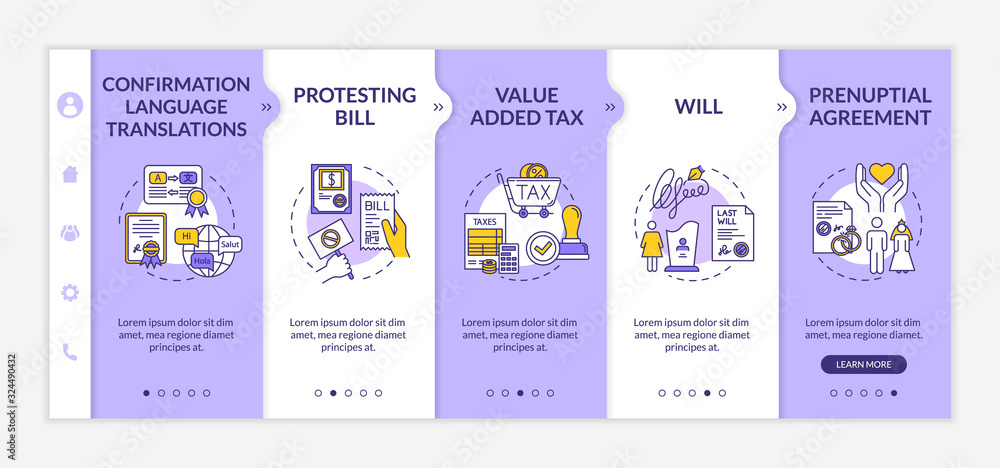 Poster certification services onboarding vector template. notarial practice. notary public. responsive mobi