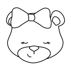 face of cute teddy bear female isolated icon vector illustration design