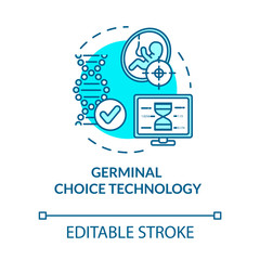 Germinal choice technology turquoise concept icon.Laboratory research. Screening procedure. Reproductive tech idea thin line illustration. Vector isolated outline RGB color drawing. Editable stroke