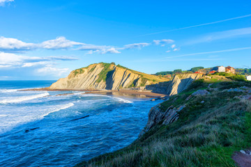 The coast of Zumaia on a clear summer day