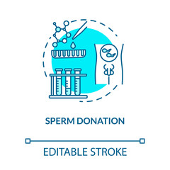 Fototapeta premium Sperm donation turquoise concept icon. In vitro fertilization. Human fertility. Reproductive technology idea thin line illustration. Vector isolated outline RGB color drawing. Editable stroke