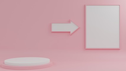 Podium, white product with a blue background.