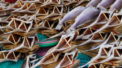 Dried fishes for Korean grilled foods at fish market