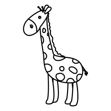 cute giraffe animal line style icon vector illustration design