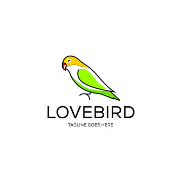 Lovebird logo design icon. Lovebird outline design.