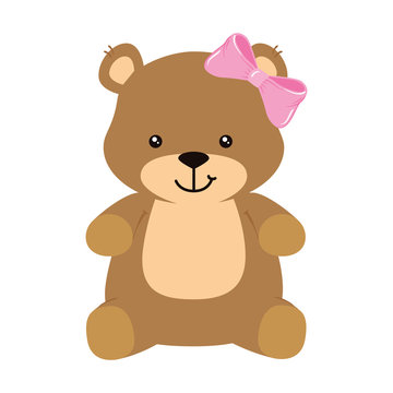 cute teddy bear female isolated icon vector illustration design