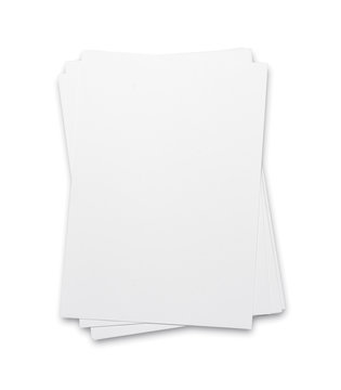 stack of blank paper on white background