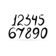 Doodle numeral icon isolated on white. Bundle mathematics sign, outline kids hand drawing art line. Sketch vector stock illustration