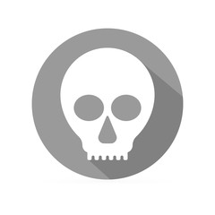 Skull with shadow icon. Button isolated on white. Halloween symbol. Vector stock illustration