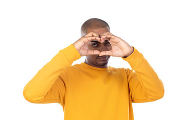 Afroamerican guy wearing a yellow jersey