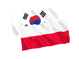 Flags of Poland and South Korea on a white background