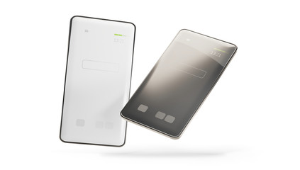 white and dark screen mobile phone 3d-illustration