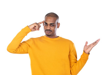 Fototapeta premium Afroamerican guy wearing a yellow jersey