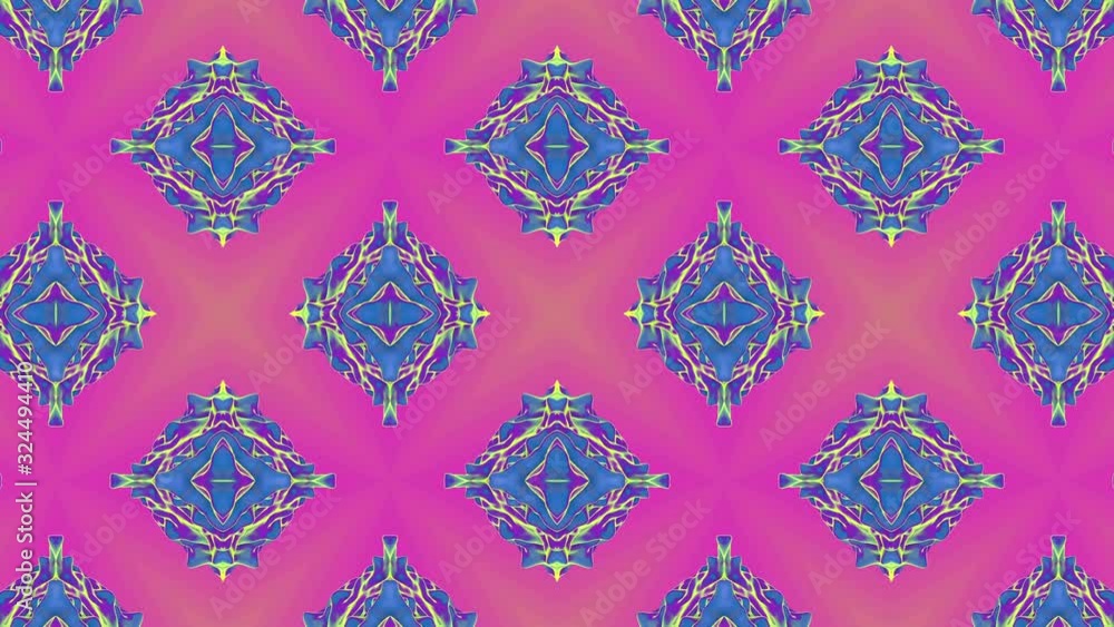 Poster multicolored animated kaleidoscope pattern. 3d render