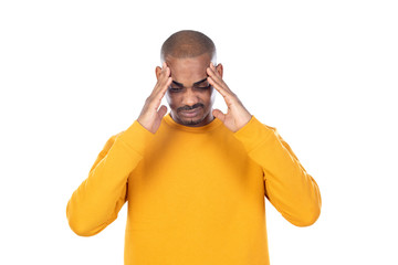 Afroamerican guy wearing a yellow jersey