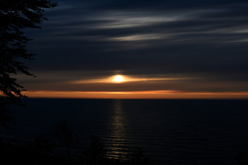 Fototapeta na wymiar romantic landscape with sunset on the Baltic Sea in Poland