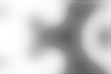 Abstract halftone wave dotted background. Template of black dots on a white background. Chaotic monochrome texture