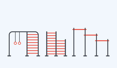 Horizontal bars. Street workout place. Element and equipment for urban outdoor training. Sport background icon in flat style. EPS10 top view.