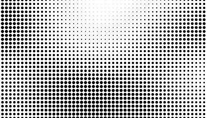 Abstract halftone wave dotted background. Template of black dots on a white background. Chaotic monochrome texture