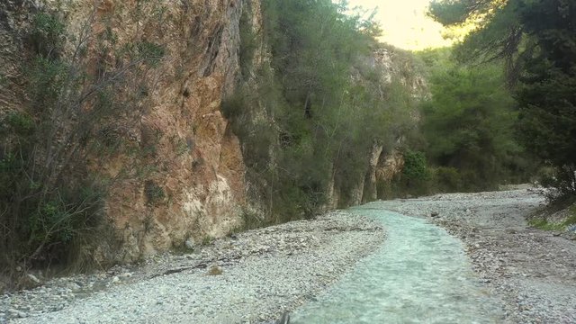 The Rio Chiller, north of Nerja in Espania, with the water cutting its way through the national park and its way to the sea.