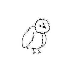 Black and white easter doodle chicken. Hand-drawn linear illustration for the design of holidays, cards, logos, children's rooms.