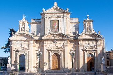 Fototapeta premium Front of Collegiate church of St Paul Rabat Malta