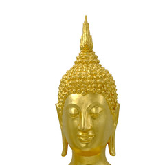 golden buddha statue isolated on white background