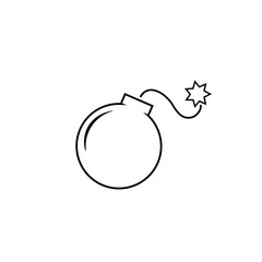 Bomb line icon, vector illustration. Flat design style. vector bomb icon illustration isolated on White