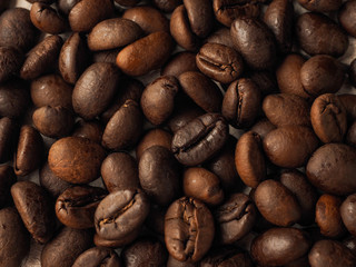 Close-up macro coffee grains texture background