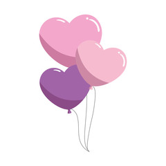 Fototapeta na wymiar balloons helium in shape heart isolated icon vector illustration design