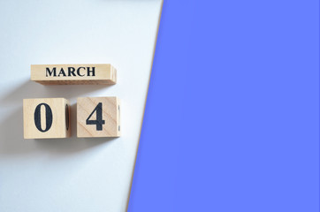 March 4, Empty white - Blue background.